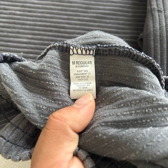 Aerie Ribbed Velour Flare Pants Gray Size M | Cozy Lounge Athleisure - Picture 4 of 7